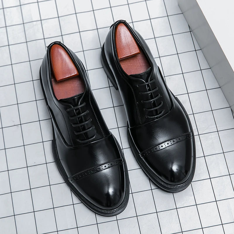 Men’s Dress Shoes High Quality Business British Social Formal Leather Shoes For Men Block Party Wedding Business Office Shoes