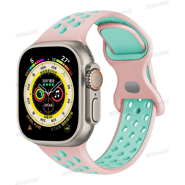 Strap For Apple Watch Ultra 7 8 9 41mm 45mm 40 44 42mm for nike sport Band iWatch serie SE 6 49mm Silicone Breathable bracelet