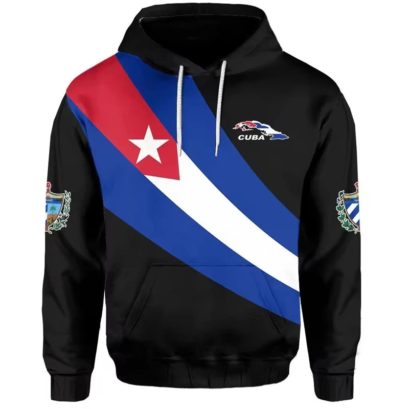 Fashion Cuba Flag Graphic Hoodie For Men New 3D Printing Cuban Pullover Sweatshirt Tops Plus Size Street Long Sleeve Hoodies