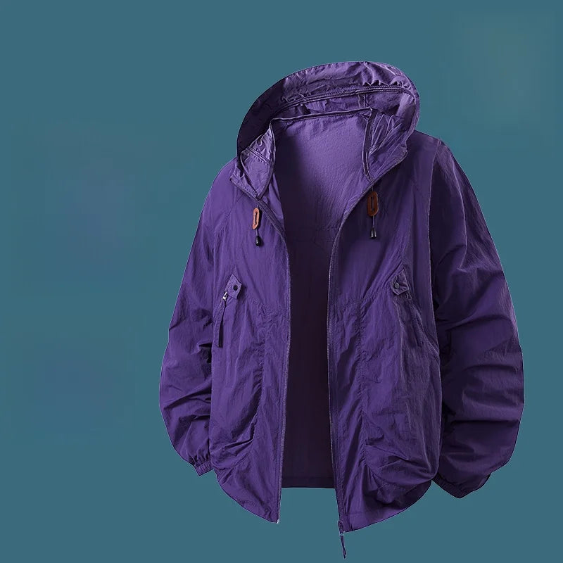 UV Protection Ice Silk Lightweight Outdoor Jacket for Men Breathable Skin Shirt Couple's Summer Fashion Urban Style Hat