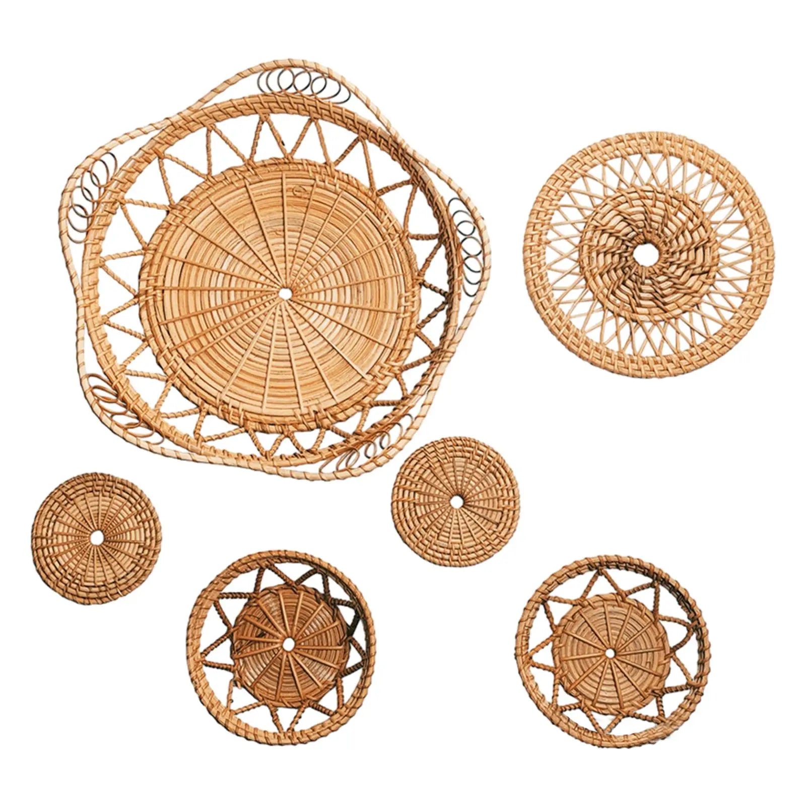 Wall Decor Set Decorative Unique Rattan Woven Handicraft Wall Ornaments Wall Art for Cafe Restaurant Hotel Farmhouse Hallway
