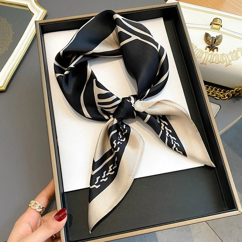 100% Silk Scarf Women Elegant Headband Spring Summer Square Fashion Hair Foulard Female Lady Shawl Wraps Hijab Bandana Scarves