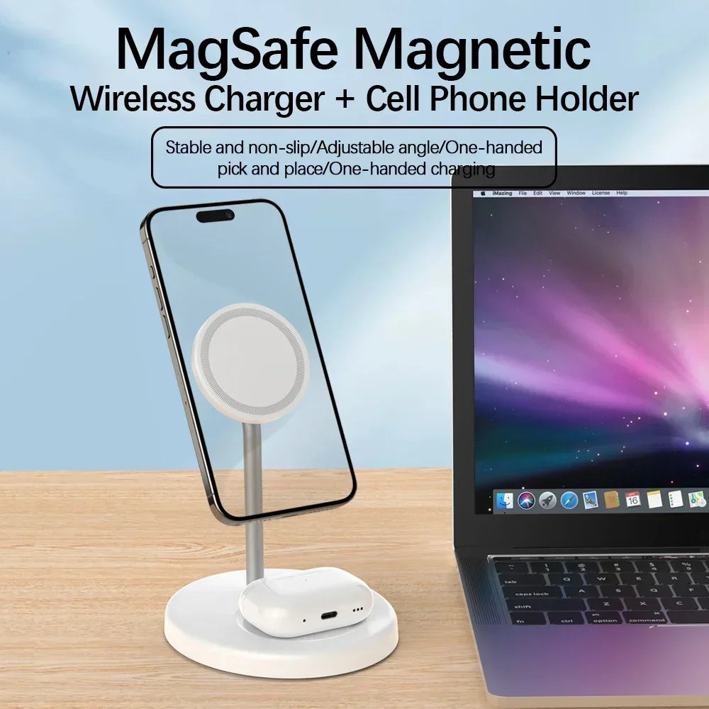 Upgraded 30W Magnetic 2 in 1 Wireless Charger Stand For iPhone 15 14 13 12 Pro Max AirPod Pro Fast Phone Charging Station Holder - Free Item Weekend (50% off).