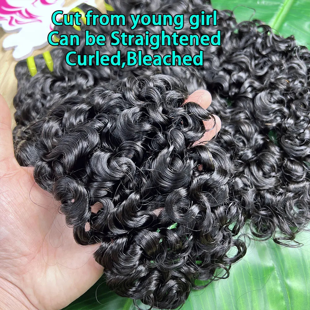 15A Burmese Curl Vietnam 100% Raw Virgin Human Hair Extensions #1B Natural Black for Human Hair Weave Bundles Curly Bundles