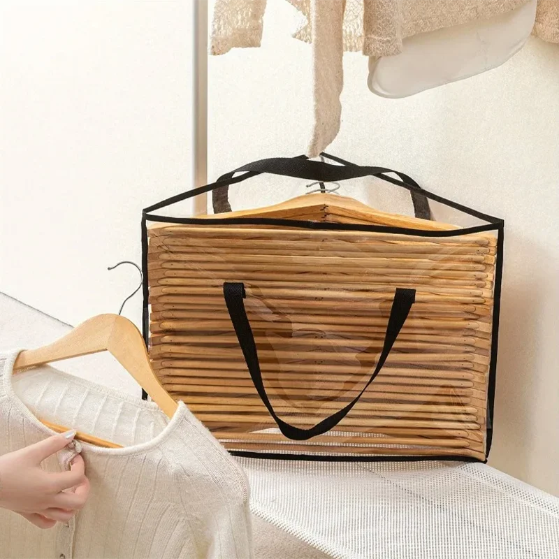 Hanger Storage Bag, Clothes Hanger Organizer Holder for Space Saving, Hanger Triangle or Square Storage Bag with Handles