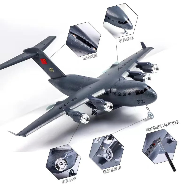 Rc Plane New Product: Chinese Military C17 Transport Aircraft, Y-20 Fixed Wing Qf005b Remote Control Glider, Diy Model Aircraft