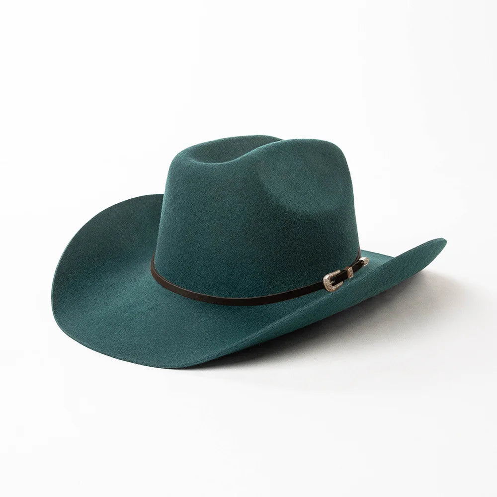 USPOP Vintage Wide Brim Wool Cowboy Hat for Men UnIsex Western Outback Fedora with Buckle Band Adjustable Size S-XL