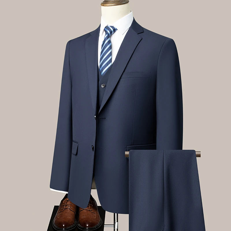 Three-piece suit in new fabric for men, fashionable for business, gentleman's wedding, casual, professional formal wear. M-6XL