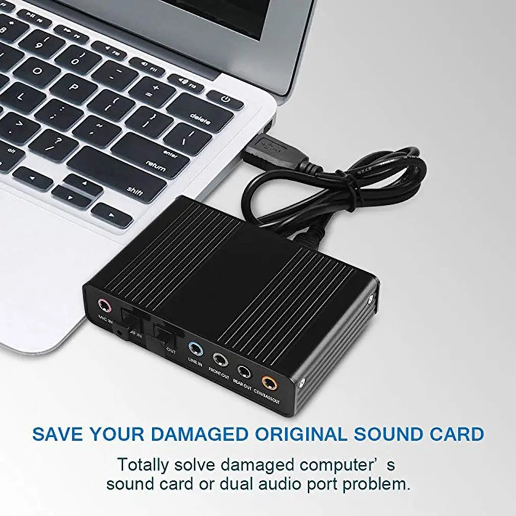 External USB Sound Card 6 Channel 5.1Surround Adapter Audio Card USB 2.0 Optical S/PDIF Sound Card Adapter for PC Laptop Desktop