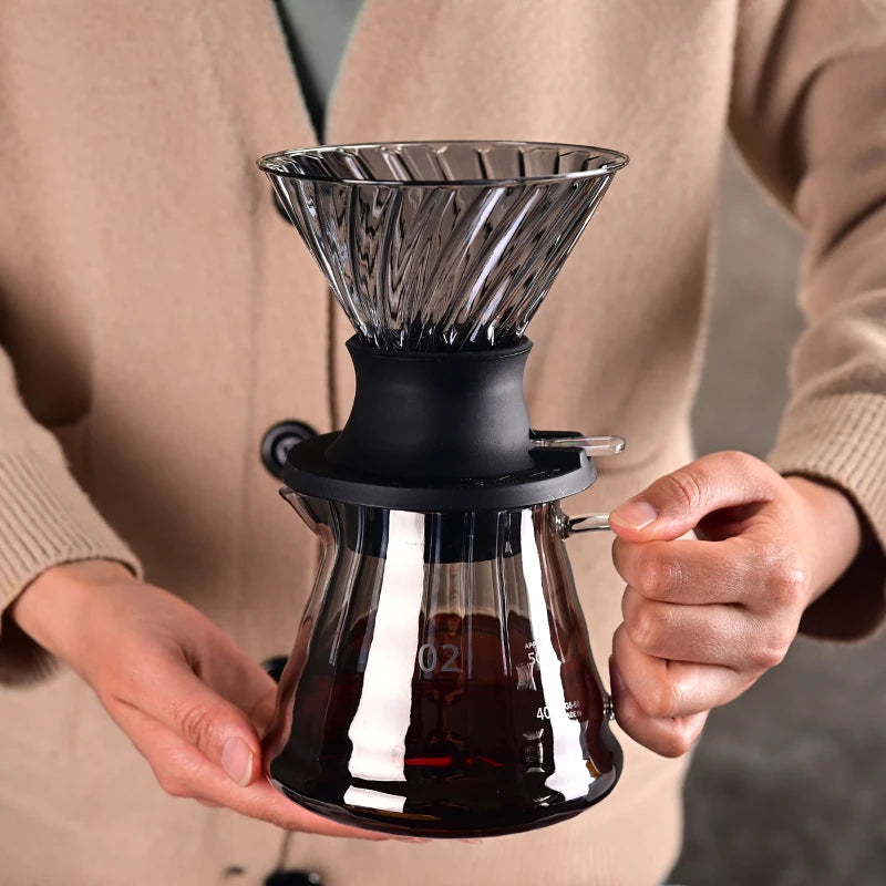 Glass Coffee Dripper Funnel Set with Carafe - Pour Over Coffee Maker & Tea Steeping Pot, Complete Home Brewing Accessories