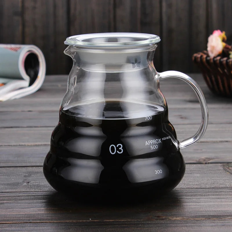 Coffee Carafe 300/500/700ml Coffee Clear Glass Kettle Sharing Pot with Lids Coffee Espresso Maker Accessories