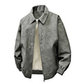 PU Leather jacket men's spring autumn fashion handsome loose plus size lapel retro chubby 140kg 8XL Faux Leather