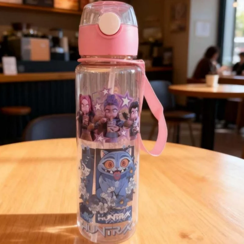 700ML KPop Demon Hunters Gradient Straw Cup (750ml)| Portable for Hiking,– Letter A-Z Girl, Portable High-Capacity | Outdoor Use