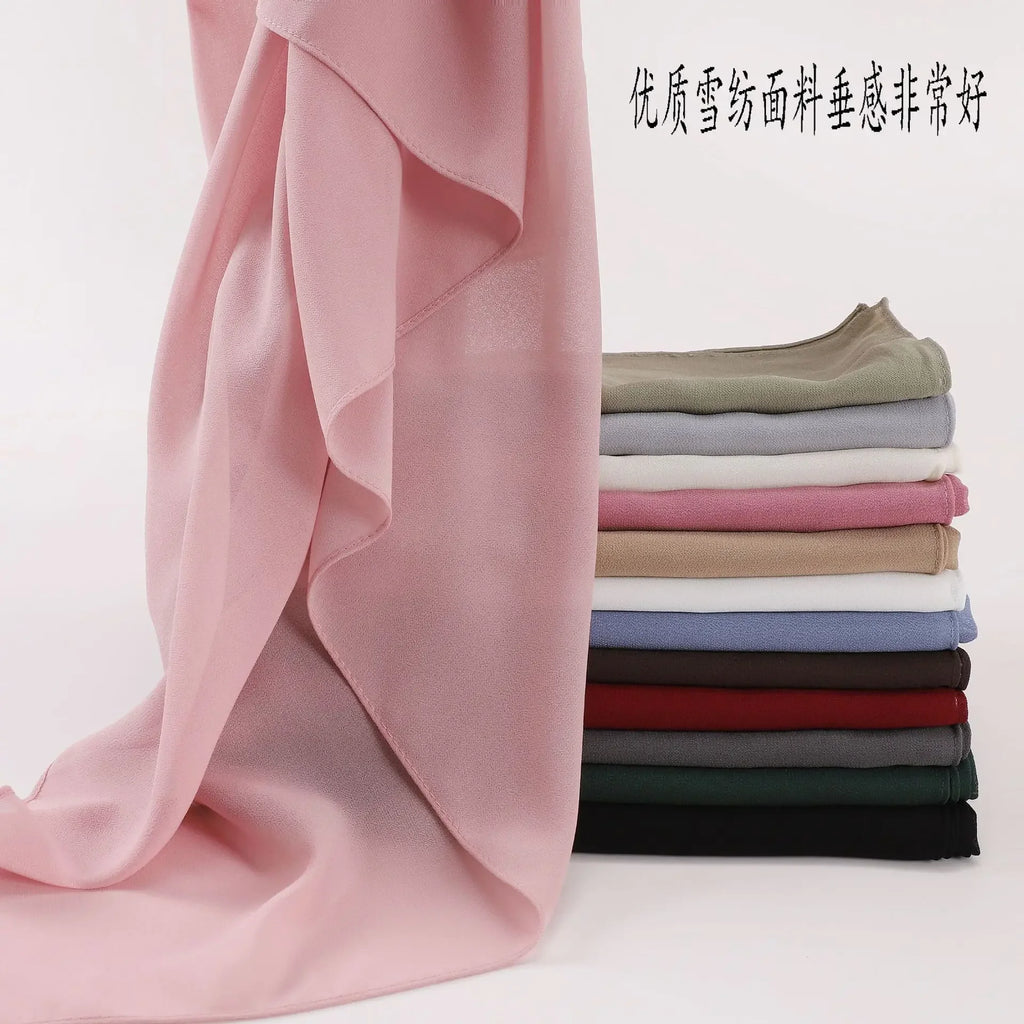 110*110CM Square Chiffon Hijab Solid Color Headscarf for Women Muslim Shawls Head Wrap Bandanas Headband Kerchief Turbante Mujer