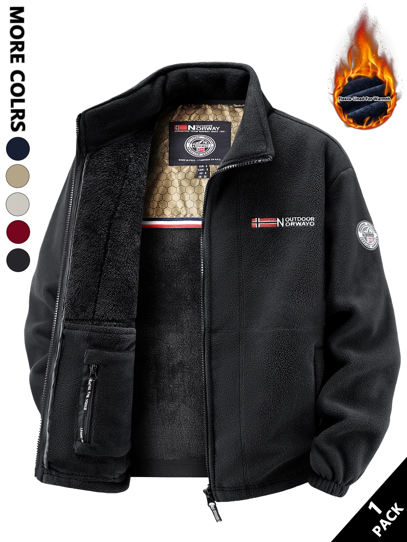 Men's Fleece Jacket, Soft and Skin-Friendly, Heat-Retaining and Wind-Resistant, Suitable for Daily Commuting, Home Leisure, Outdoor Walking, Casual Gatherings with Friends, Layering in Autumn and Winter, and Short Trips