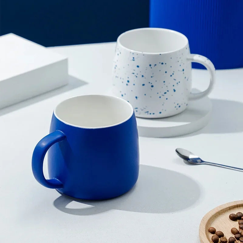 500ml Ceramic Mug Gift Package Blue Coffee Cup Creative design Splash ink Breakfast Oatmeal Cup Festival Gift Porcelain Mug