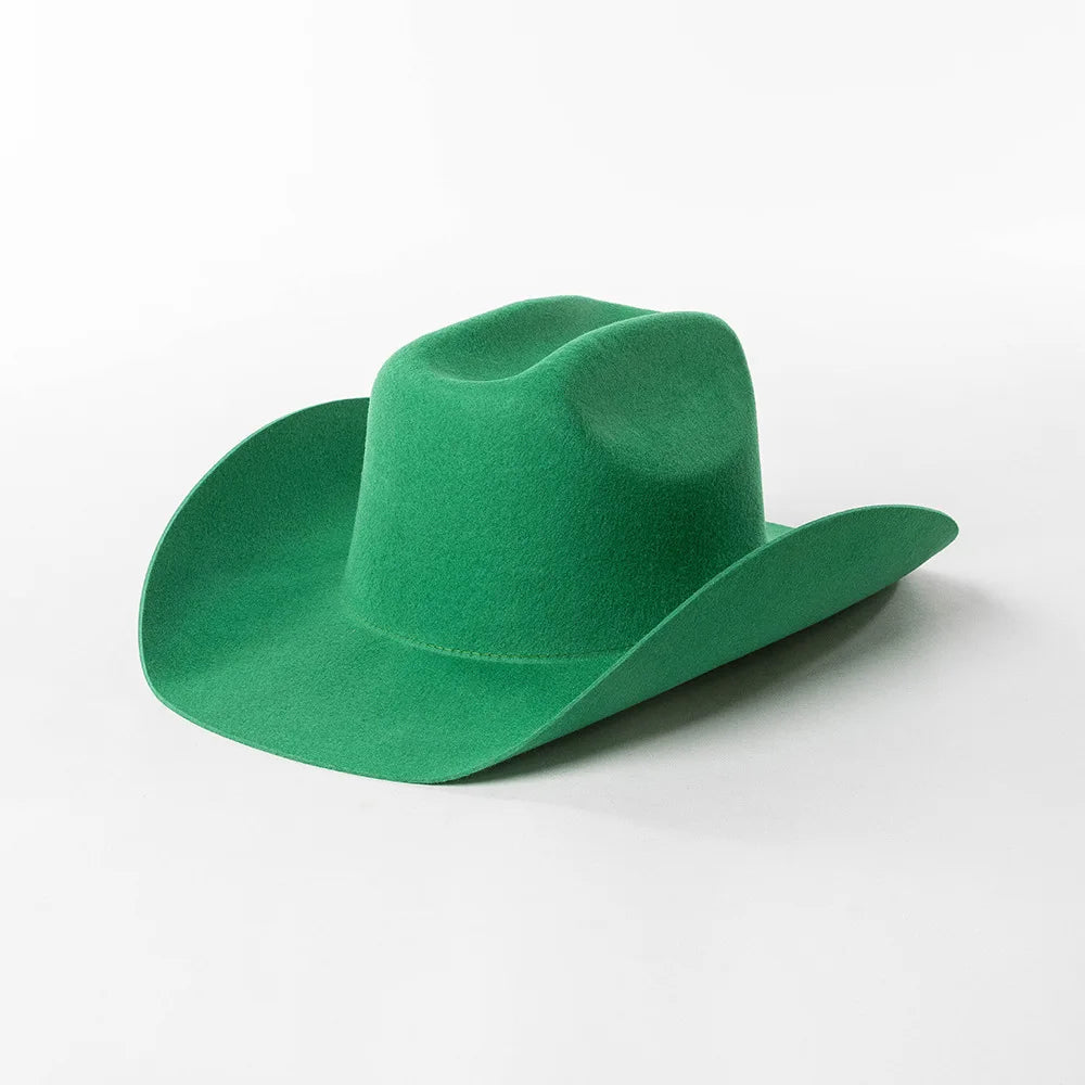 USPOP 100% Wool Cowboy Hat Unisex Wide Brim Felt Hat Solid Color Classic Fedora Style Multiple Sizes S–XL Autumn Winter