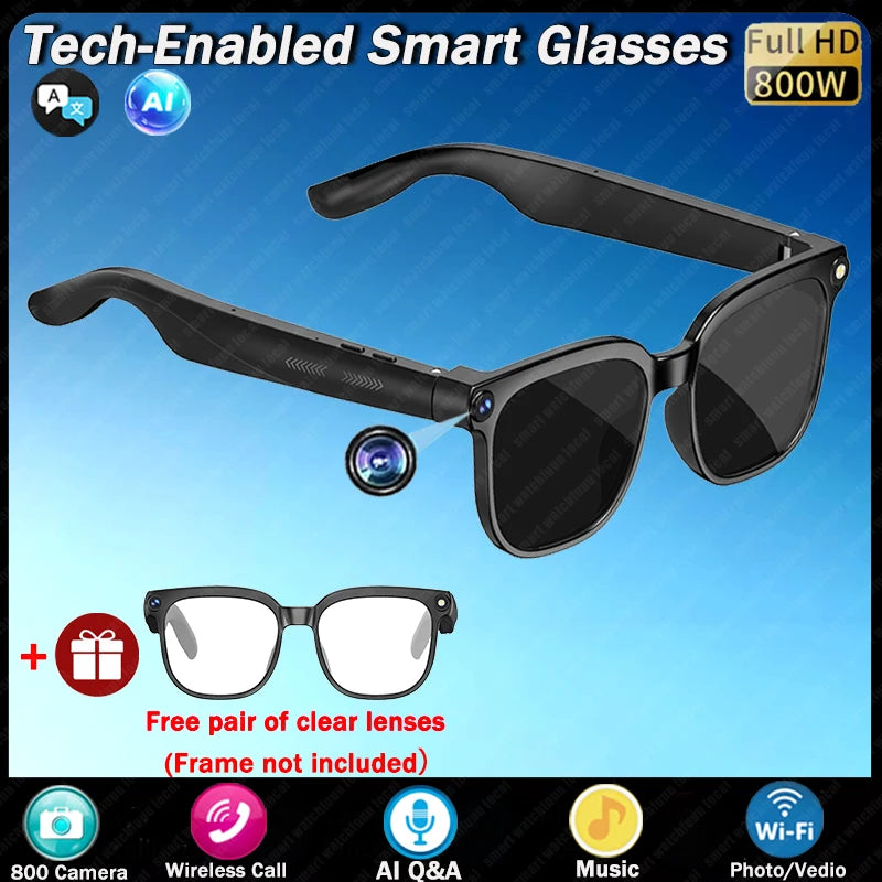 2025 New Upgrade 8MP Smart Glasses With Camera Video Recording AI Photo Recognition BT Call Translation AI Voice Sunglasses Man