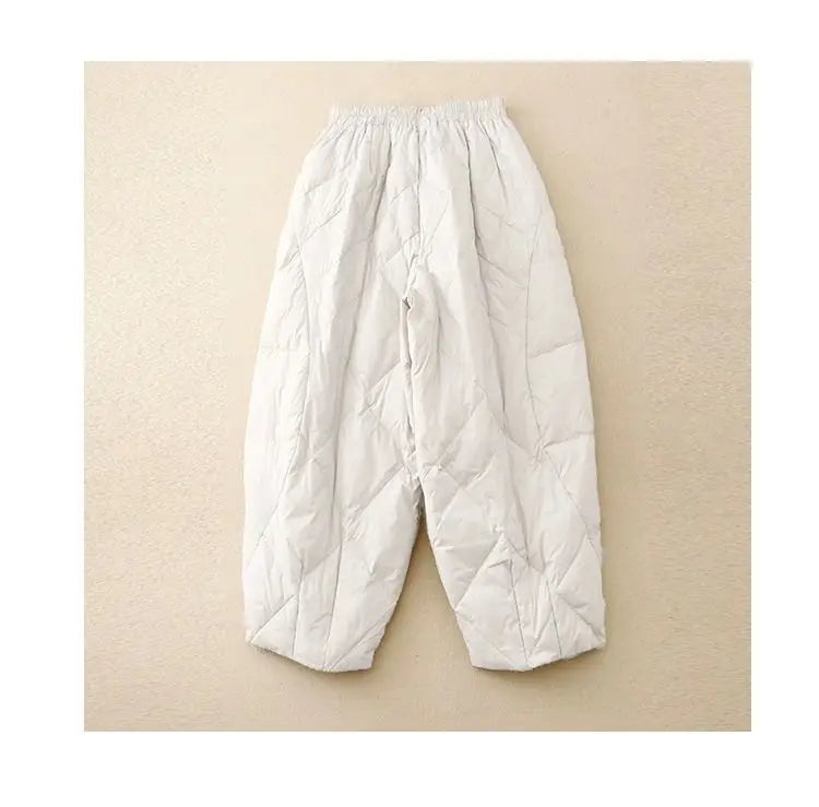 Down Pants Women Winter 2024 New Style Outdoor Wear Spring and Autumn Down Cotton Pants Pink Small Cropped Pants, Light and Thin