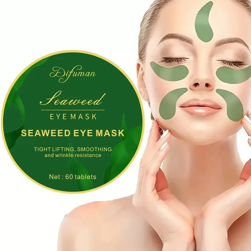 60pcs/30pairs Seaweed Hyaluronic Acid Eye Mask Remove Dark Circles Firm Moisturizing Eye Patches Reduces Puffiness Eye Skin Care