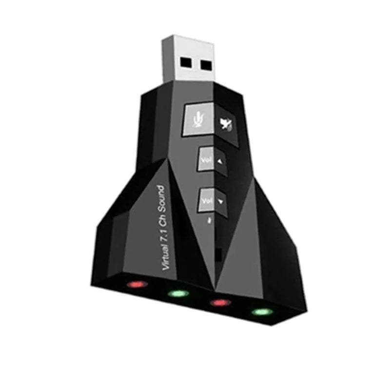 USB Virtual 7.1 Audio Card Dual Earphone Microphone Port Independent Sound Adapter Airplane Shaped External Sound Card