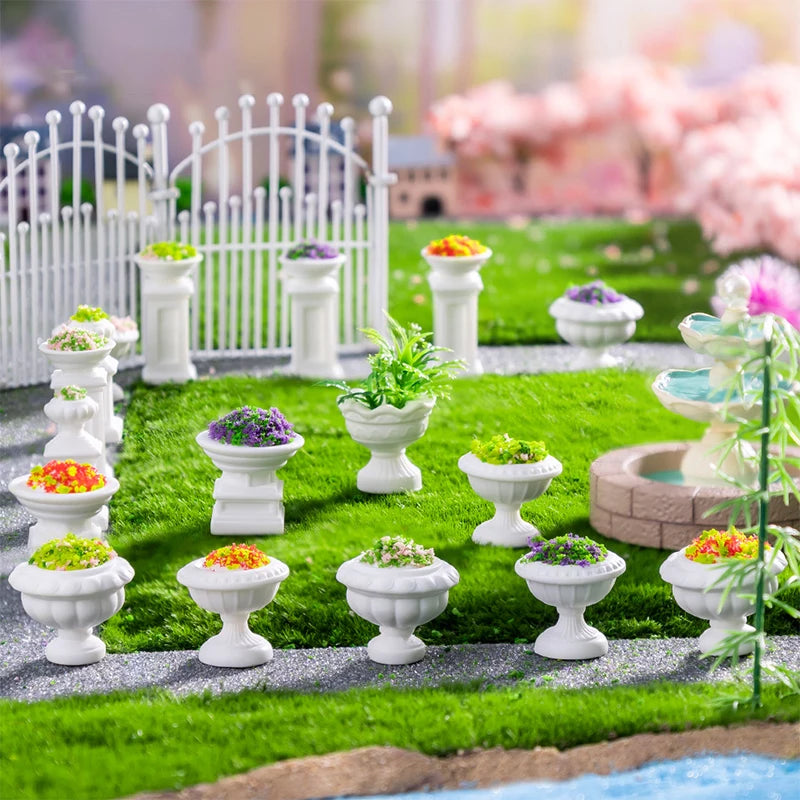 DIY Home Desktop Decorations  Simulation Flower Pot Plants Micro Landscape Figurine Miniature Mini Ornaments Resin Crafts Gifts