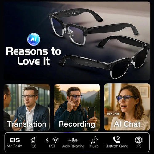 2026 New Upgrade 4K HD AI Smart Camera Glasses Video Photo Recording Bluetooth Call Translation Voice Assistant Smart Sunglasses