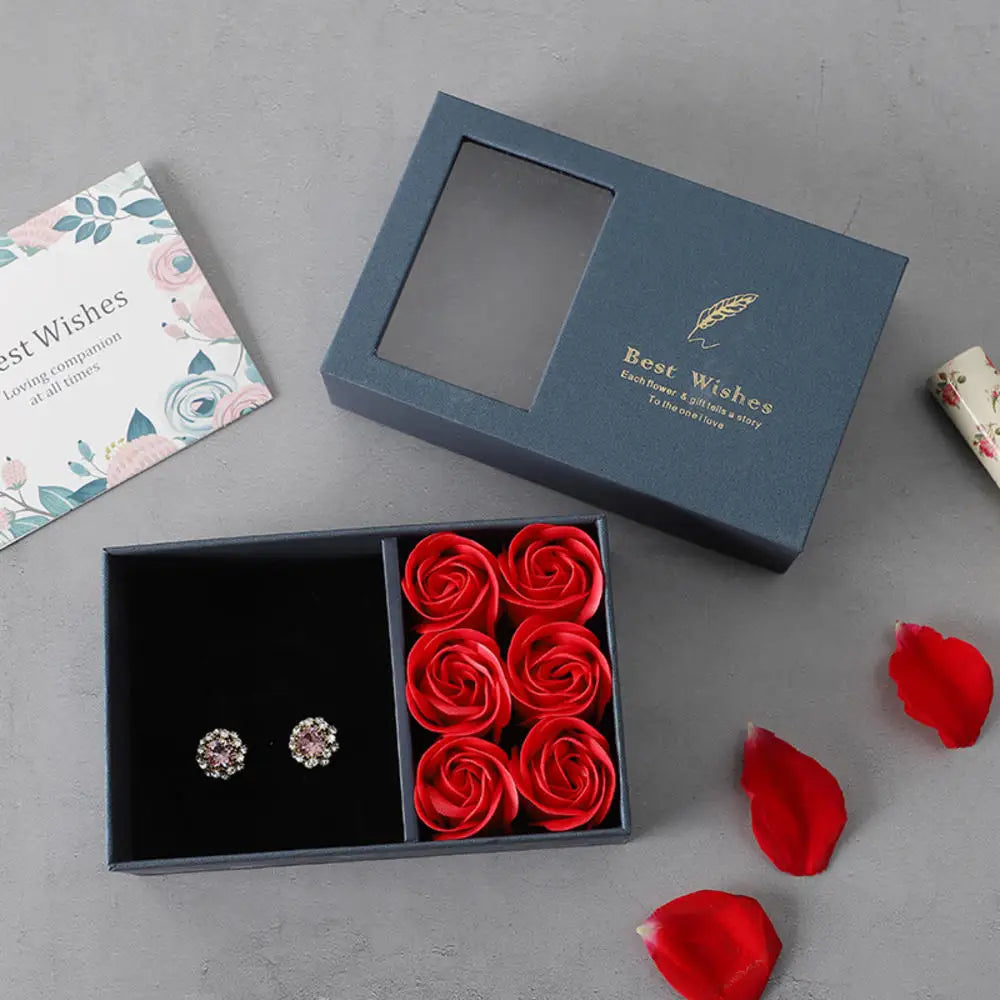 Valentines Mothers Day Flower Jewelry Box Rose Flower Christmas Present Women Birthday Party Girlfriend Gifts Gifts for Mom