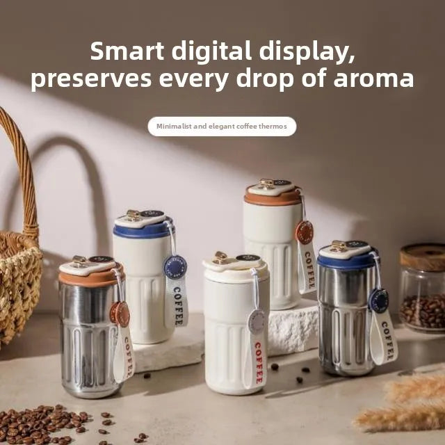 Travel Smart Temperature Measurement Insulated Stainless Steel 316 Coffee Cup Portable Car Companion High Aesthetic Value