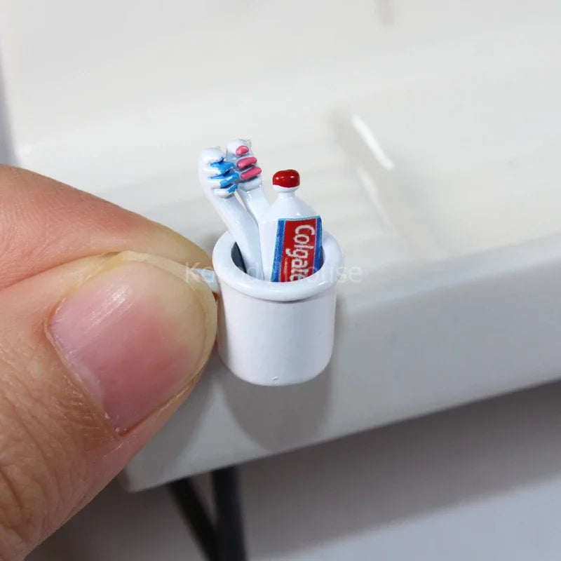 1/12 dollhouse miniature mini cup toothpaste toothbrush for ob11 blyth bjd pullip doll house furniture accessories toy - Free Item