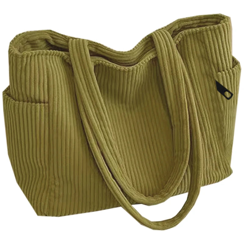 Trendy Multi-Functional Corduroy Bag Tote Crossbody Shoulder Handbag Multi-Color for Daily Casual Activities