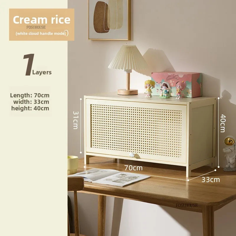 Cream Style Living Room Cabinets Household Bookcase with Door Storage Cabinet Floor Rack Wall Storage Cabinet Home Furniture