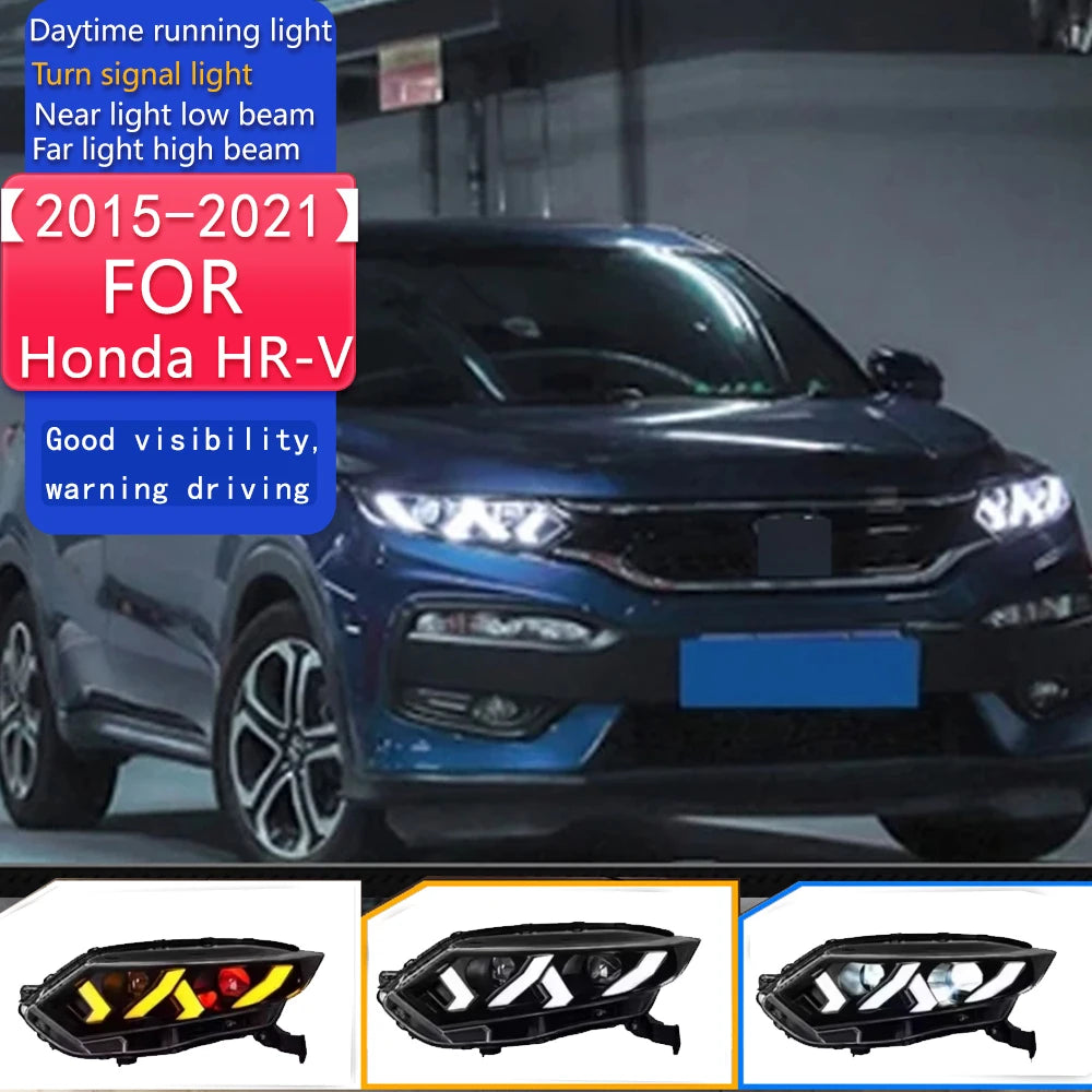 Car Styling for Honda HR-V LED Headlight 2015-2021 Headlights HRV Vezel DRL Turn Signal High Beam Angel Auto Accessories