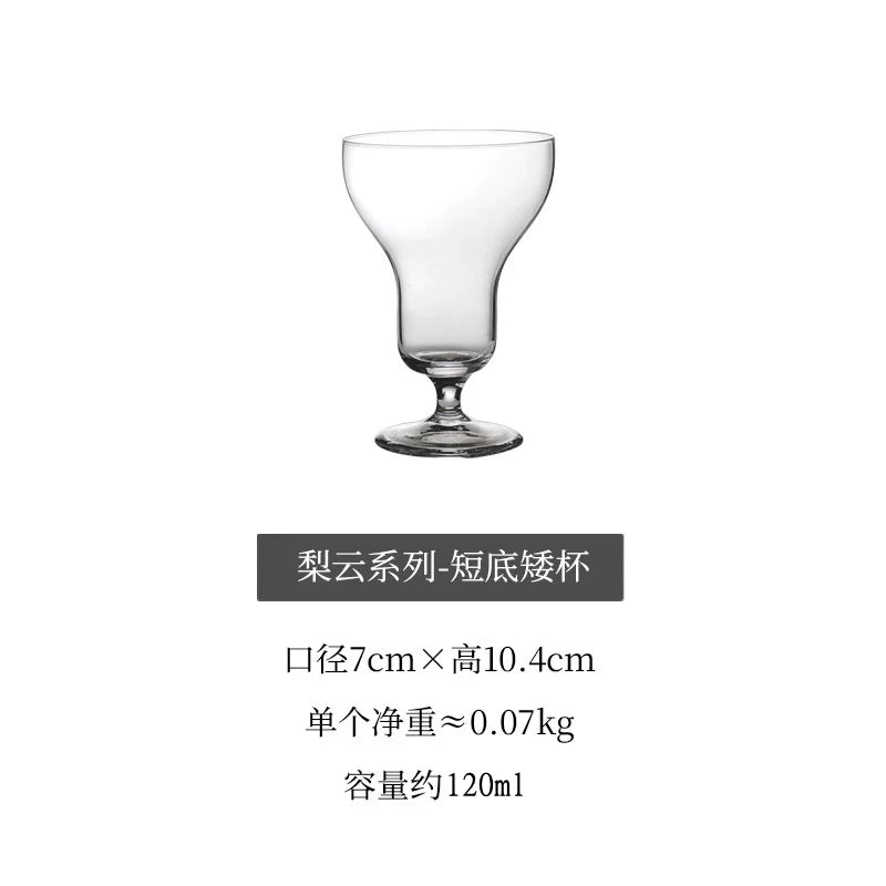 Handmade Glass Stemmed Goblet Vintage Small Martini Glass Coffee Cup Dessert Cup