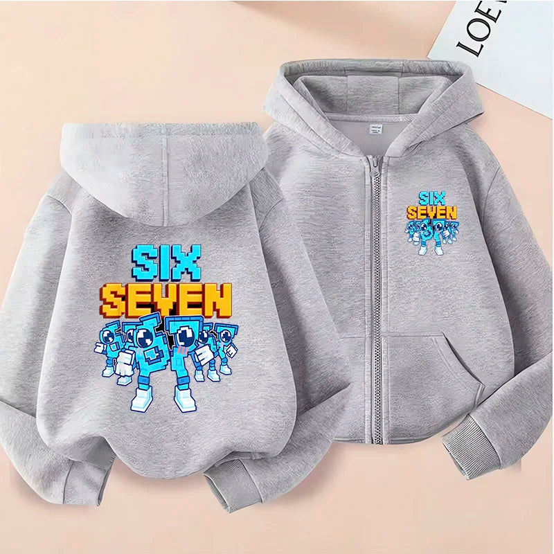 Children's Funny 67 Brainrot Zip Up Sweatshirts Six Seven Hoodies Clothes Kid Girl Boy Zipper Hoody Baby Casual Fashion Tops