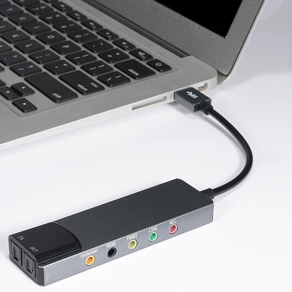 USB Sound Card Aluminium Alloy External Audio Card AC-3 DTS Headphone Adapter Soundcard 7.1 5.1 Channel Optical for PC Computer