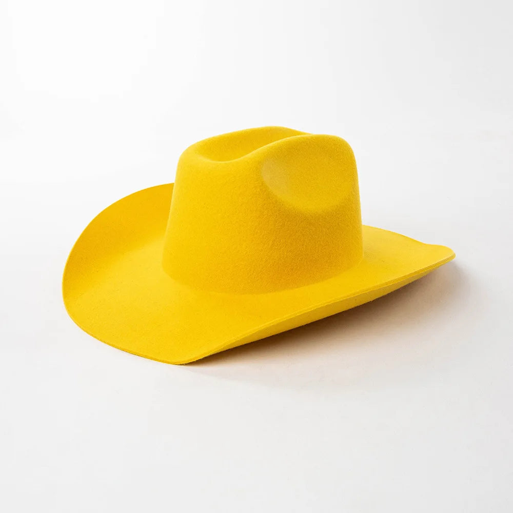 USPOP 100% Wool Cowboy Hat Unisex Wide Brim Felt Hat Solid Color Classic Fedora Style Multiple Sizes S–XL Autumn Winter