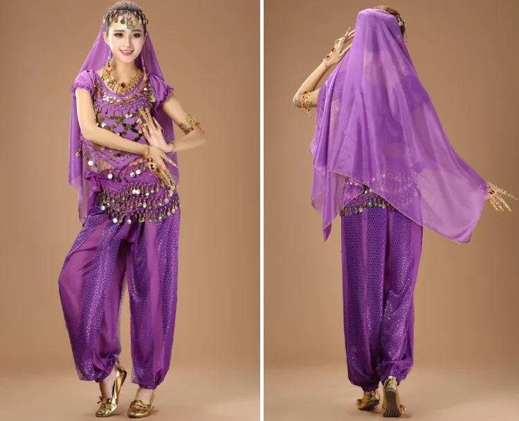 Indain Clothing Dance Practice Clothing Belly Dance Suit New Short-sleeved Suit Belly Dance Clothing Indian Costumes Performance