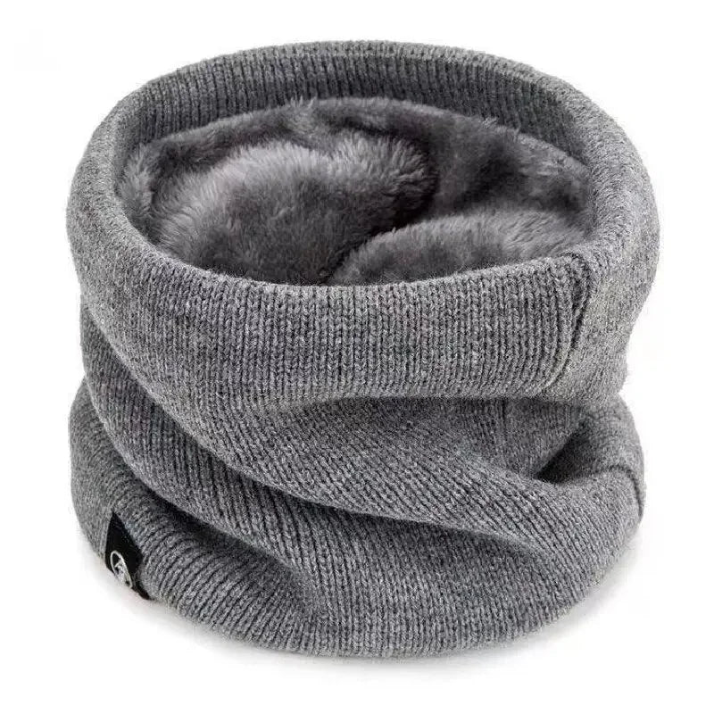 Solid Winter Plush Muffler Woolen Knitting for Women Fleece Ring Bandana Scarf Neck Warmer Buff Thick Cashmere Headband Ski Mask