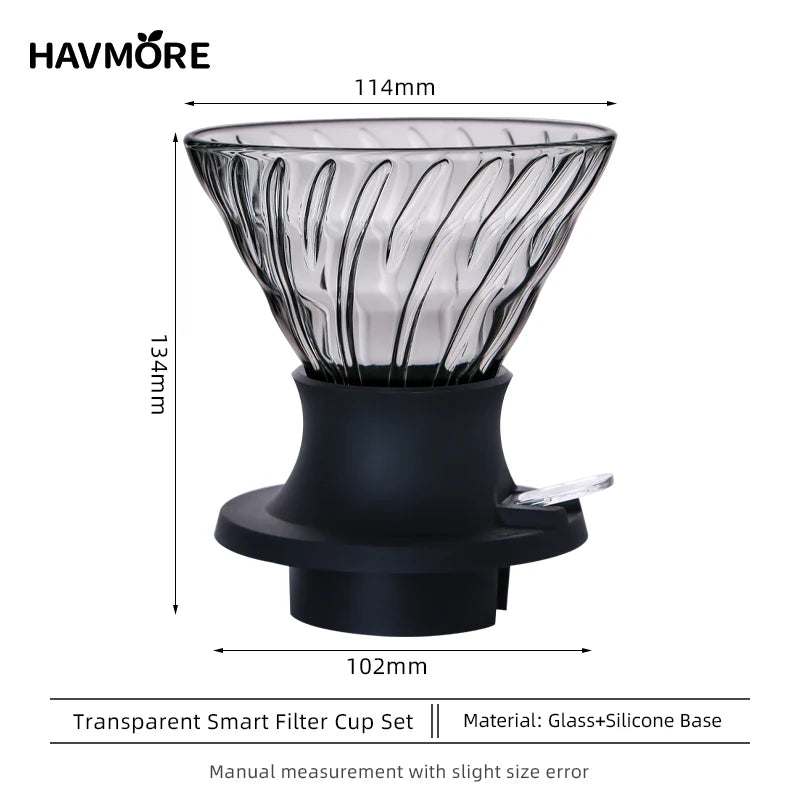 Smart CupNew Hand-Brewed Coffee Drip Filter Modern Style Silicone Glass Filter Cup Switch Complete Set
