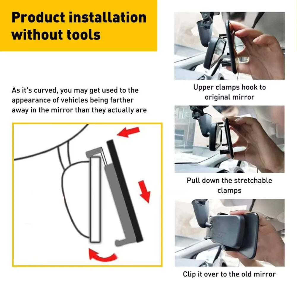 Car Baby Mirrors Interior Rear View Mirror Wide Angle Convex Rearview Mirror Anti Glare Large Vision Panoramic Auxiliary Monito