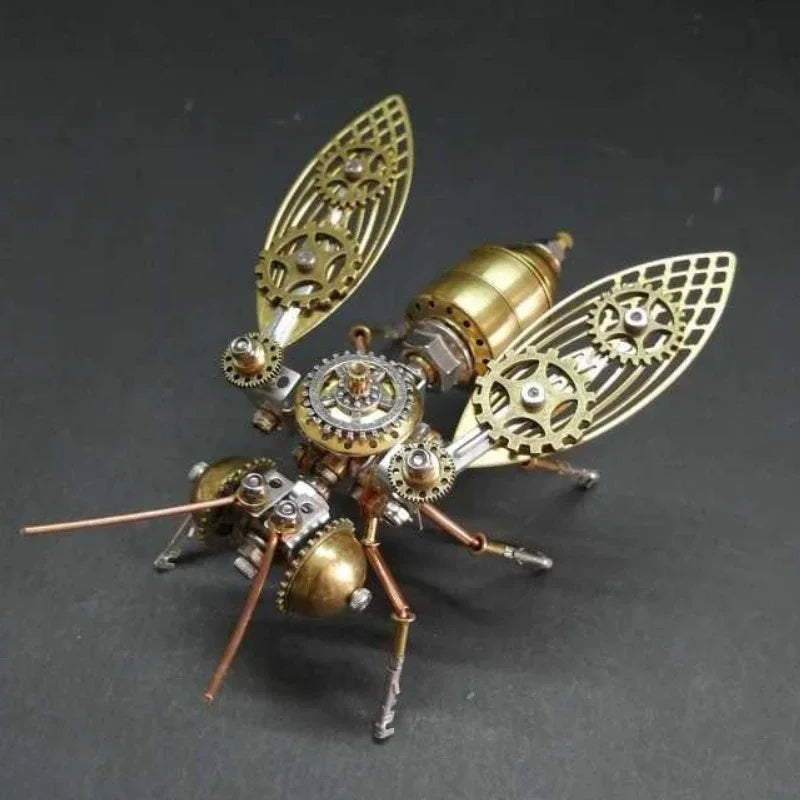Metal Assembled Insect Ocean Player Spider Dragonfly Mosquito Punk Decorative Gift 3D DIY Tight Mechanical Insect Science Museu
