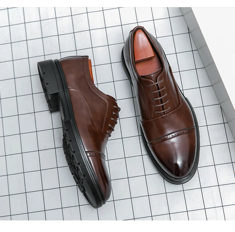Men’s Dress Shoes High Quality Business British Social Formal Leather Shoes For Men Block Party Wedding Business Office Shoes