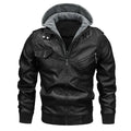 Car Leather Jacket Men's Short Knitted Hooded Casual Business Retro PU Leather