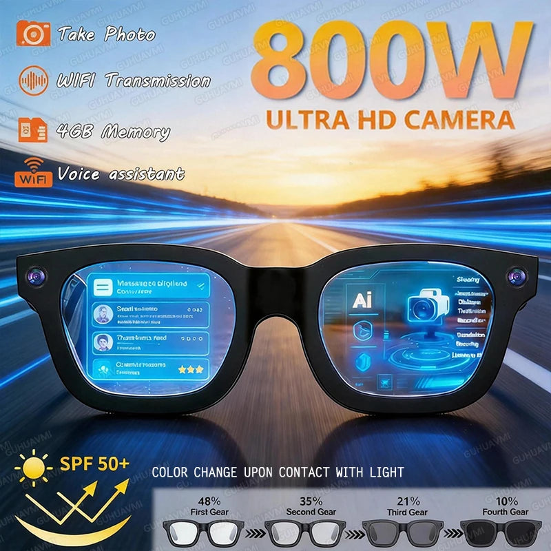 2026New Smart Glasses with 8MP Camera Video Recording AI Photo Recognition Bluetooth Call Voice Translation Sunglasses Men Women.