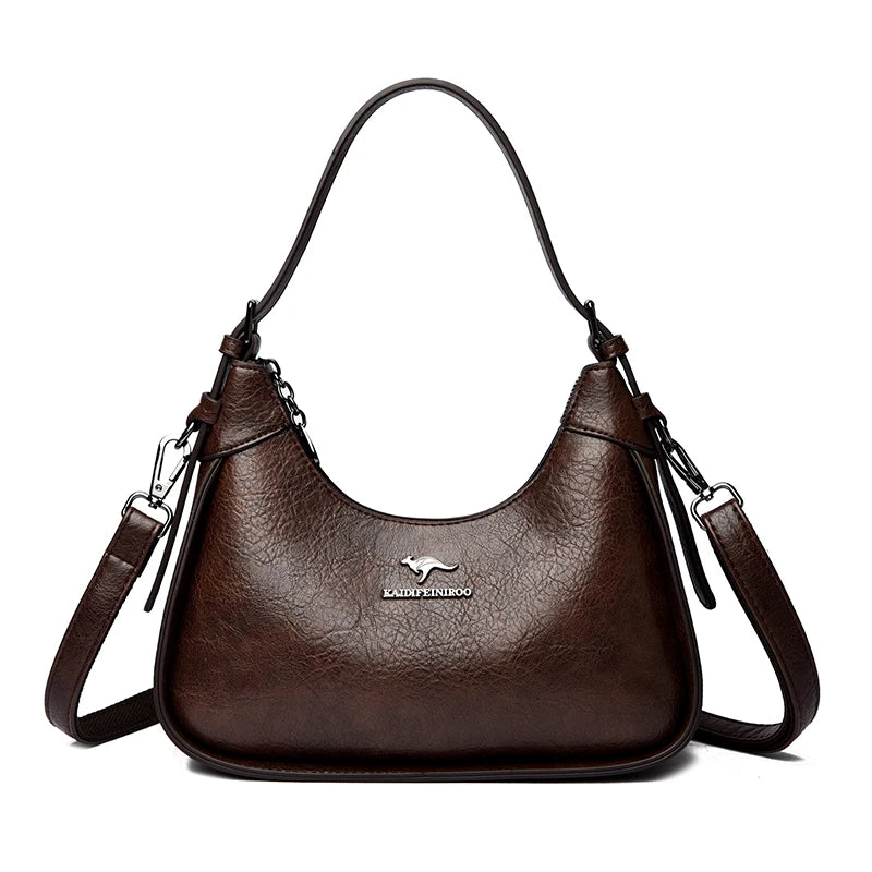 Genuine Brand Soft Pu Leather Shoulder Bag Luxury Women's Crossbody Messenger Bag Designer Female Hobo Handbag Sac A Main Purses