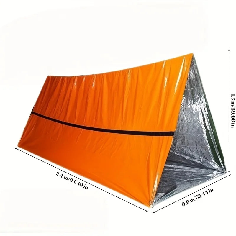 Emergency survival shelter tent - lightweight, compact and portable, equipped with safety posts, high visibility, instant constr