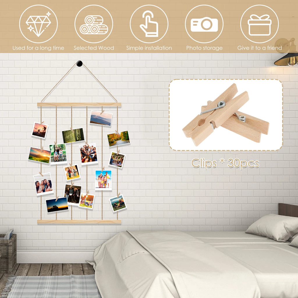 Wall Hanging Picture Frames Collage Wall Decor Photo Frames Hanging Multiple Pictures Hangers Photo Display for Home Room
