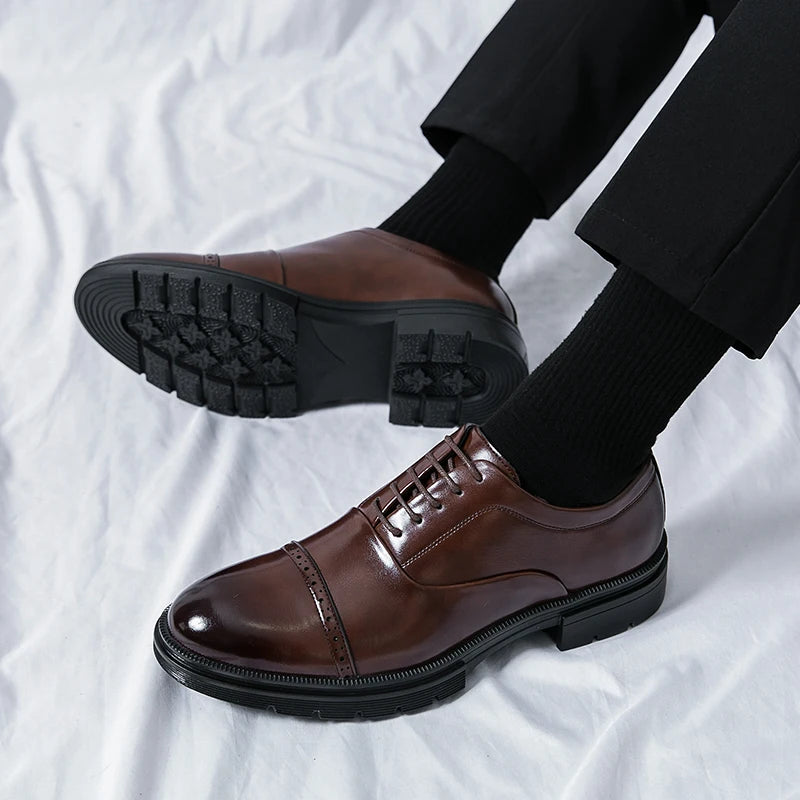 Men’s Dress Shoes High Quality Business British Social Formal Leather Shoes For Men Block Party Wedding Business Office Shoes
