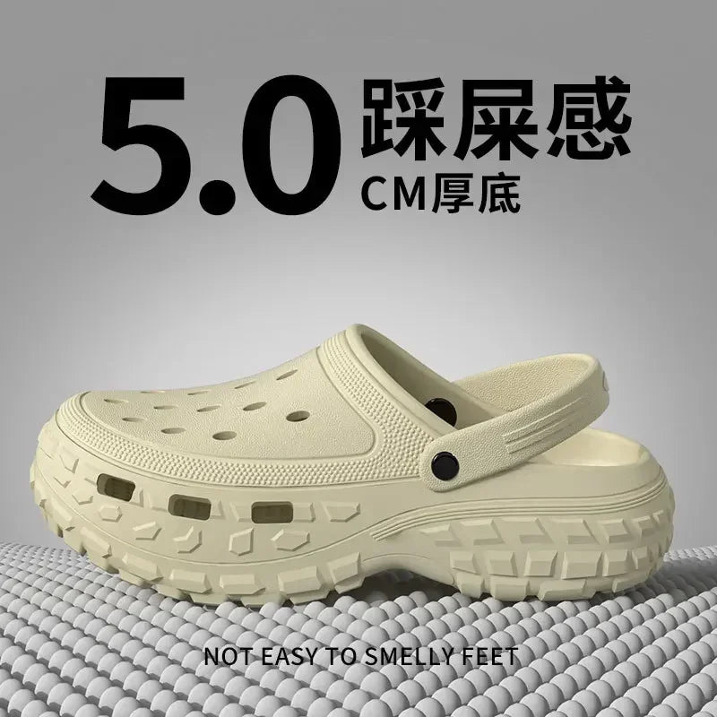 Men Platform Sandals 2026 Summer Closed Toe Non-slip Beach Sandals Woman Lightweight Soft Bottom Non-slip Sandalias for Home